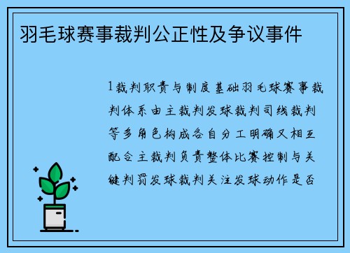 羽毛球赛事裁判公正性及争议事件